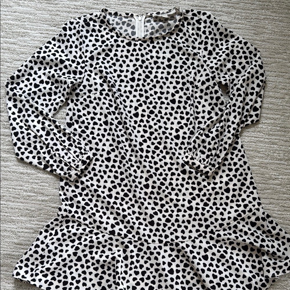 Stylish Black and White heart Dot Dress - Picture 5 of 6